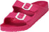 Norty Womens 2 Buckle Slide Clog Fuchsia