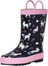 NORTY Tod Girls 6-10 Navy Unicorn Rain Boot 16211