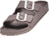 Norty Womens 2 Buckle Slide Clog Grey