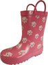Norty Girls 11-3 Pink Paw Rubber Rain Boot 16435 Prepack