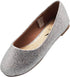 NORTY Girls 12-4 Silver Glitter Ballet Flats 18051