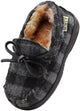 NORTY Toddler Little & Big Kid Boys Girls Fleece Plaid Moccasin Slip On Slipper, 40914